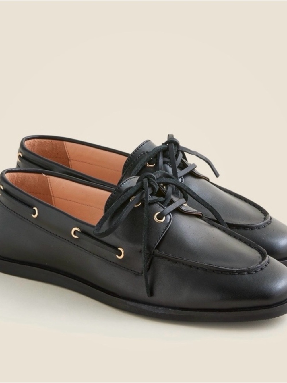 J. Crew Women’s Black Leather Boat Shoe